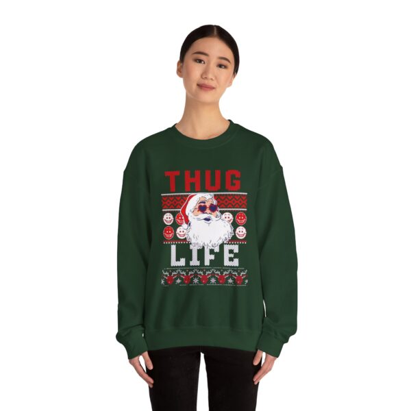 thug life ugly christmas sweater Sweatshirt | Cozy Unisex Crewneck for Holiday Fun - Image 3