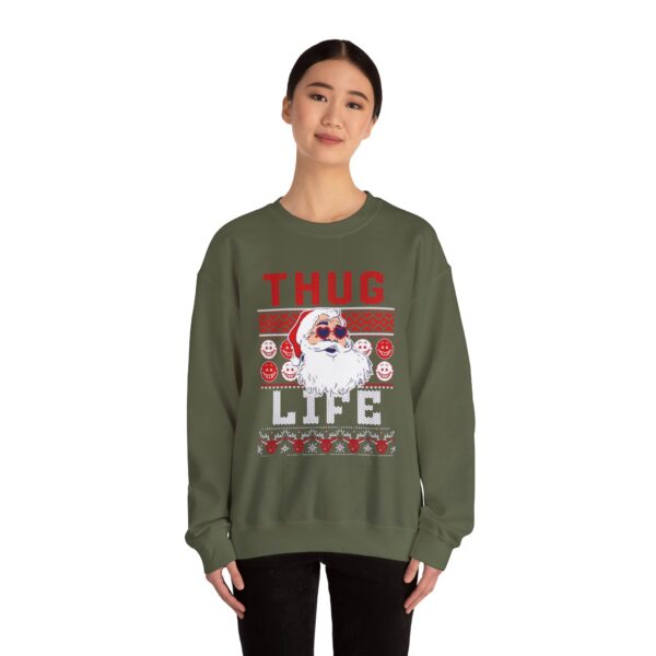 thug life ugly christmas sweater Sweatshirt | Cozy Unisex Crewneck for Holiday Fun - Image 9