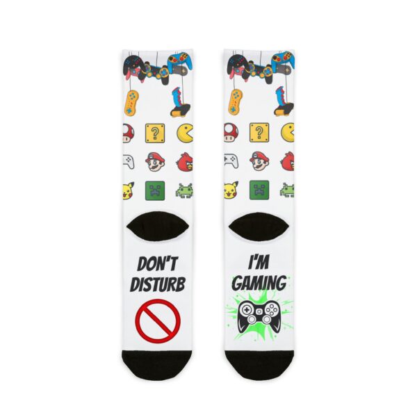 Don’t Disturb I’m Gaming Sublimation Crew Socks - Retro Gaming Vibes | Perfect for Gamers and Gift Giving