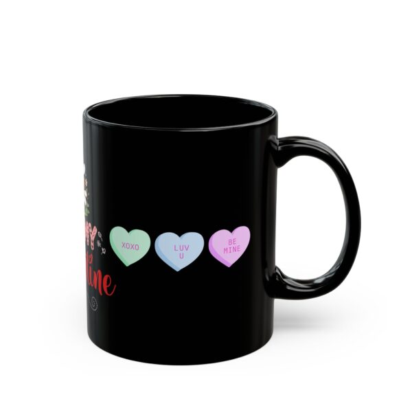 Bee My Valentine Black Mug - Cute Bee & Heart Design for Romantic Gifts - Image 2