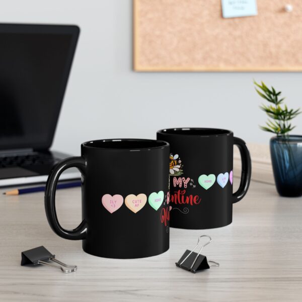 Bee My Valentine Black Mug - Cute Bee & Heart Design for Romantic Gifts - Image 6