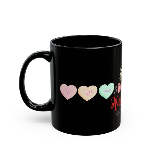 Bee My Valentine Black Mug - Cute Bee & Heart Design for Romantic Gifts - Image 3