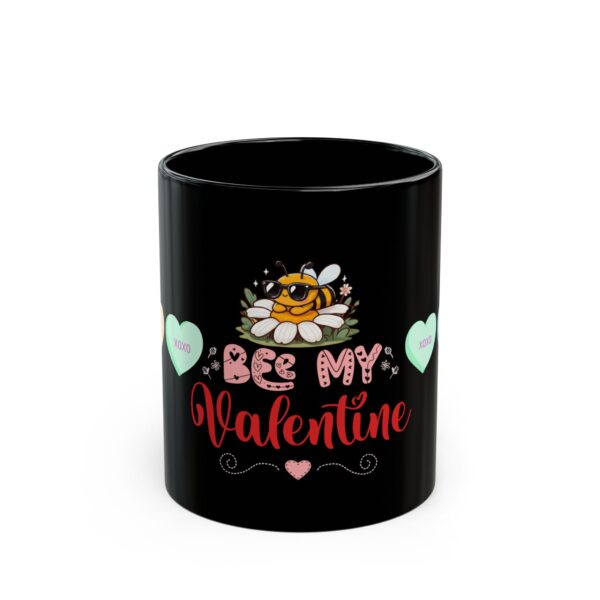 Bee My Valentine Black Mug - Cute Bee & Heart Design for Romantic Gifts