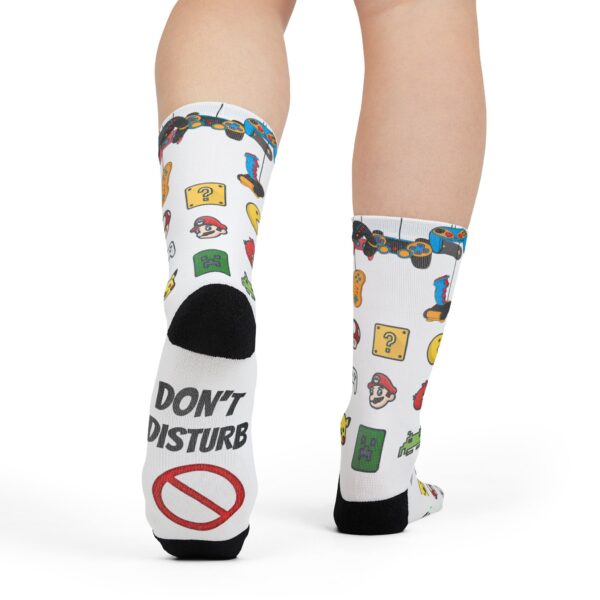 Don’t Disturb I’m Gaming Sublimation Crew Socks - Retro Gaming Vibes | Perfect for Gamers and Gift Giving - Image 4