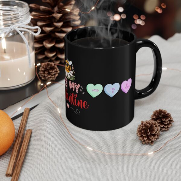 Bee My Valentine Black Mug - Cute Bee & Heart Design for Romantic Gifts - Image 5