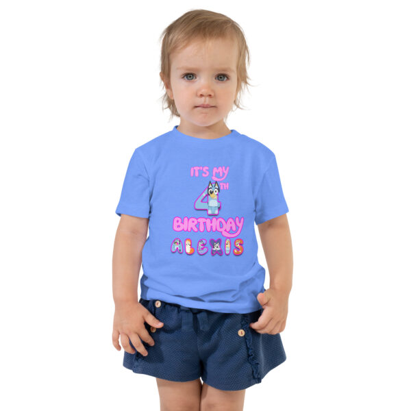 Custom birthday girl shirt, add name and age, family matching birthday, custom t-shirts birthday girls, Handmade decorated shirt, Toddler Short Sleeve Tee - Image 2