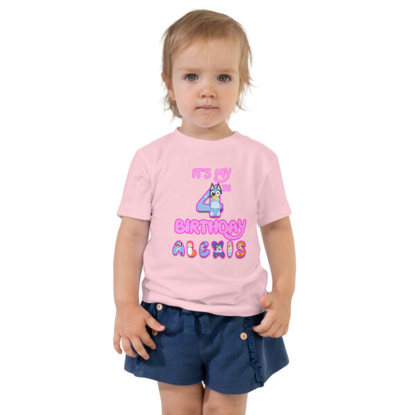 Custom birthday girl shirt, add name and age, family matching birthday, custom t-shirts birthday girls, Handmade decorated shirt, Toddler Short Sleeve Tee - Image 3