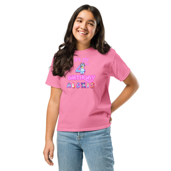 Custom birthday girl shirt, add name and age, family matching birthday, custom t-shirts birthday girls, Handmade decorated shirt, Youth classic tee - Image 6