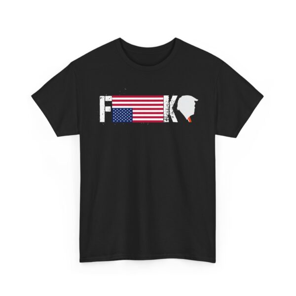 Bold Statement Unisex Heavy Cotton Tee - F**K Design with American Flag - Image 3