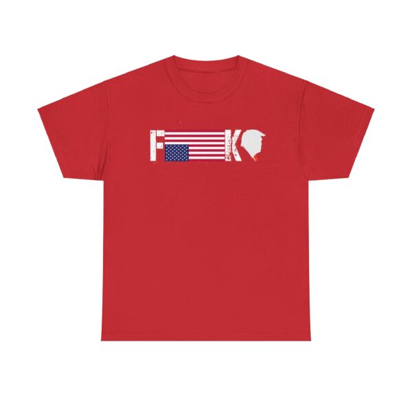Bold Statement Unisex Heavy Cotton Tee - F**K Design with American Flag - Image 14