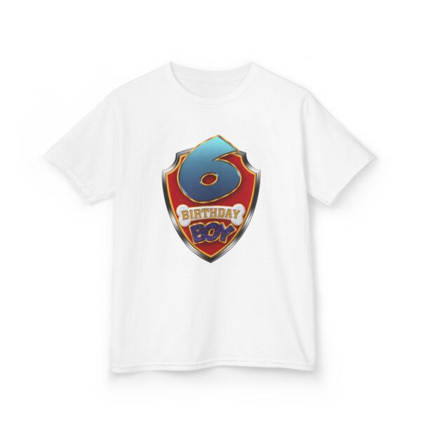 Kids Birthday Boy 6 Heavy Cotton Tee - Image 3