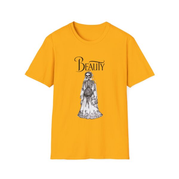 Skeletal Beauty Graphic T-Shirt - Unisex Softstyle Tee for Halloween & Casual Wear - Image 6