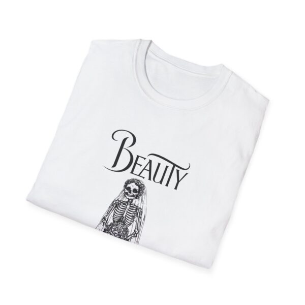 Skeletal Beauty Graphic T-Shirt - Unisex Softstyle Tee for Halloween & Casual Wear - Image 4