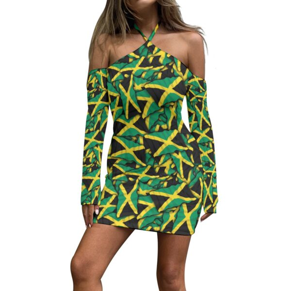 All-Over Print Women's Halter Lace-up Dress
