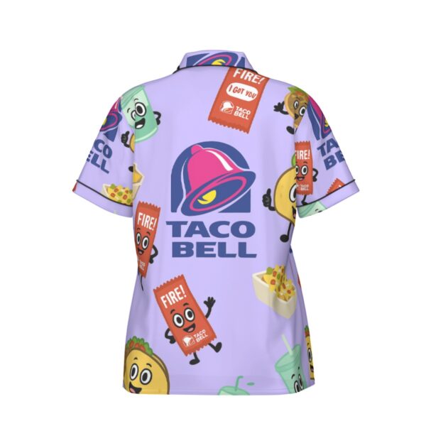 taco bell pajamas set | All-Over Print Women's Imitation Silk Pajama Set With Short Sleeve - Image 7