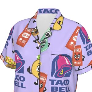 taco bell pajamas set | All-Over Print Women's Imitation Silk Pajama Set With Short Sleeve