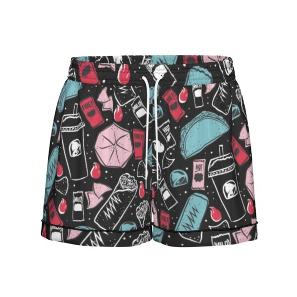 taco bell pajamas set, All-Over Print Women's Imitation Silk Pajama Set With Short Sleeve - Image 8