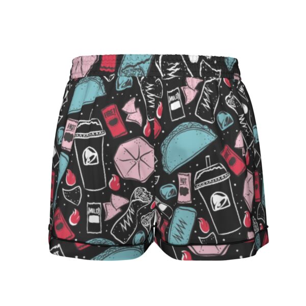 taco bell pajamas set, All-Over Print Women's Imitation Silk Pajama Set With Short Sleeve - Image 9