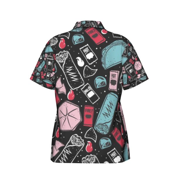 taco bell pajamas set, All-Over Print Women's Imitation Silk Pajama Set With Short Sleeve - Image 6