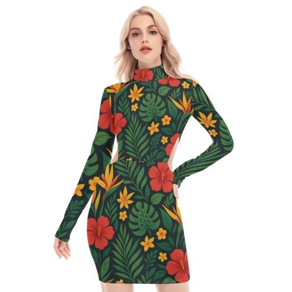 All-Over Print Jamaican Women's Waist Hollow Hip Dress