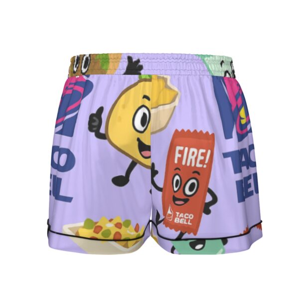 taco bell pajamas set | All-Over Print Women's Imitation Silk Pajama Set With Short Sleeve - Image 9