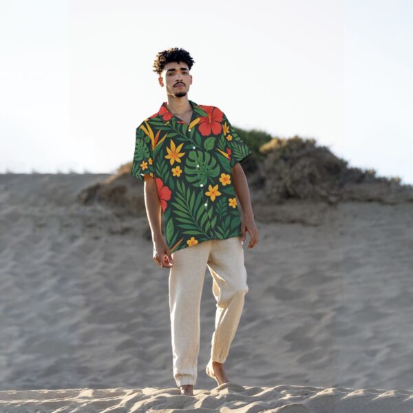 All-Over Print Jamaican Men's Hawaiian Shirt With Button Closure