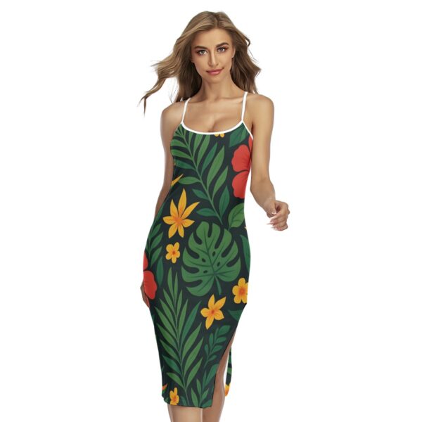 All-Over Print Jamaican Women's Back Cross Cami Dress