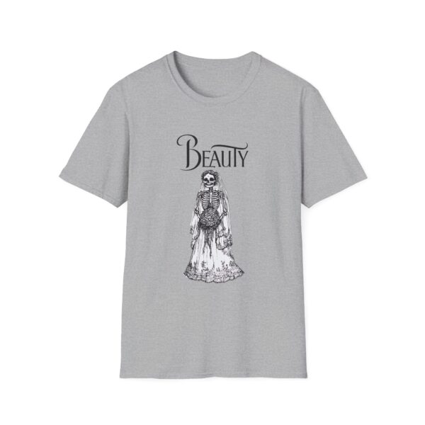 Skeletal Beauty Graphic T-Shirt - Unisex Softstyle Tee for Halloween & Casual Wear - Image 5
