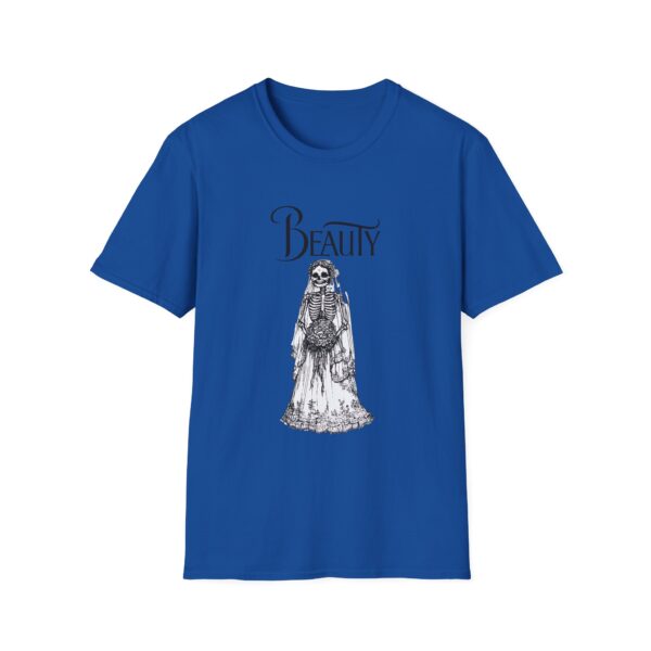 Skeletal Beauty Graphic T-Shirt - Unisex Softstyle Tee for Halloween & Casual Wear - Image 9