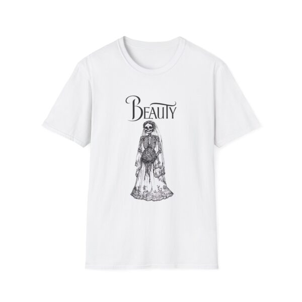 Skeletal Beauty Graphic T-Shirt - Unisex Softstyle Tee for Halloween & Casual Wear