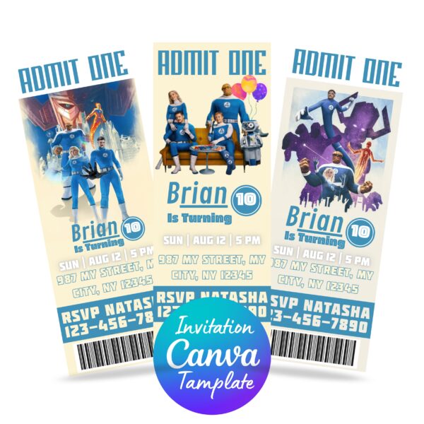 The Fantastic Four First Steps birthday movie invitation, The Fantastic Four 2025 birthday movie invitation