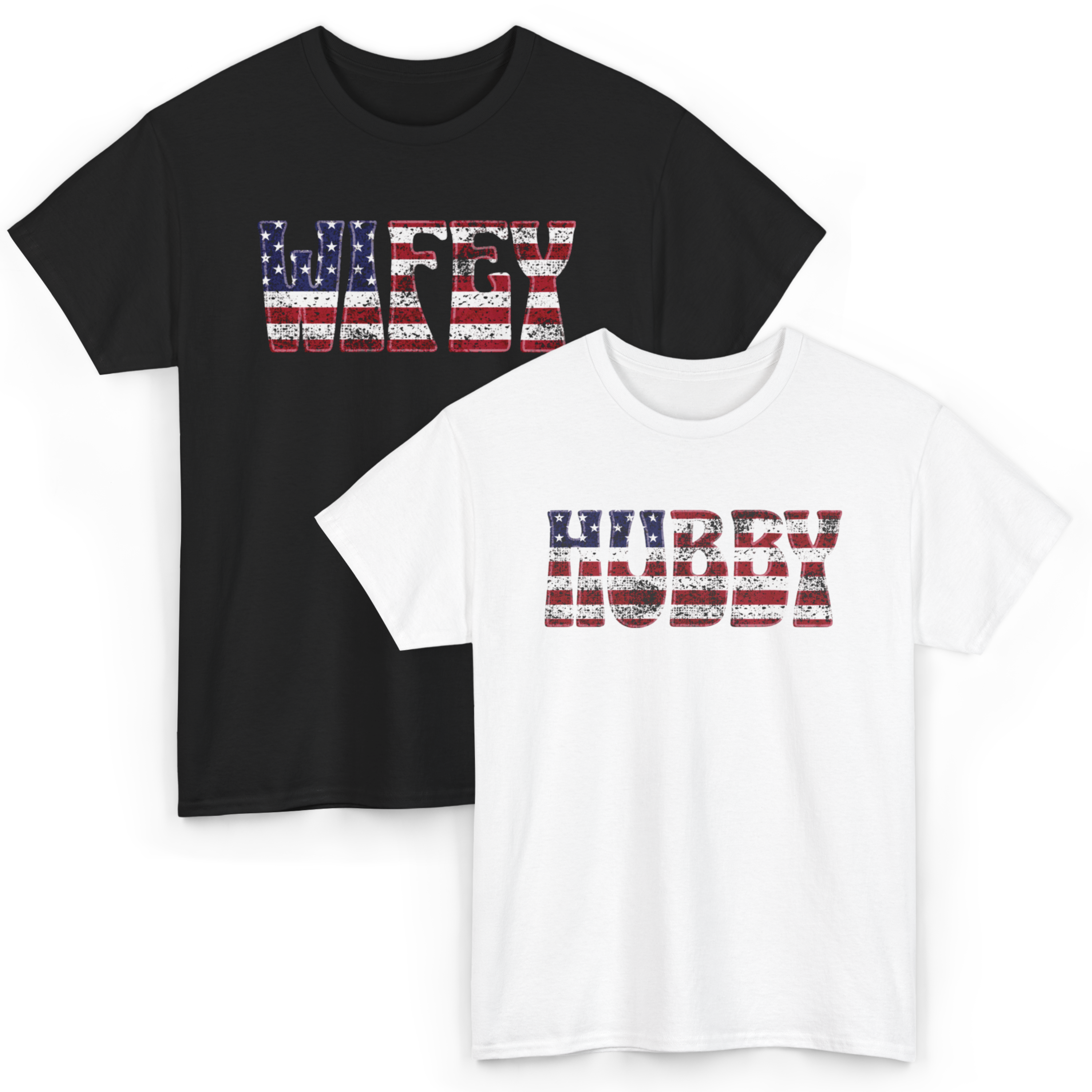 Hubby And Wifey Patriotic Fourth of July Couple Outfits, Matching Fourth of July Shirts For Husband and Wife, His and Her couple 4th of July Shirts, Matching Independence Day Tshirts